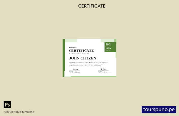 Plantilla de certificado del USA Running Award lista para imprimir